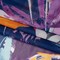 1 Yard Navy, Plum and Orange Painterly Floral Stretch Polyester Mesh Designer Deadstock Fabric 56 Inch Width